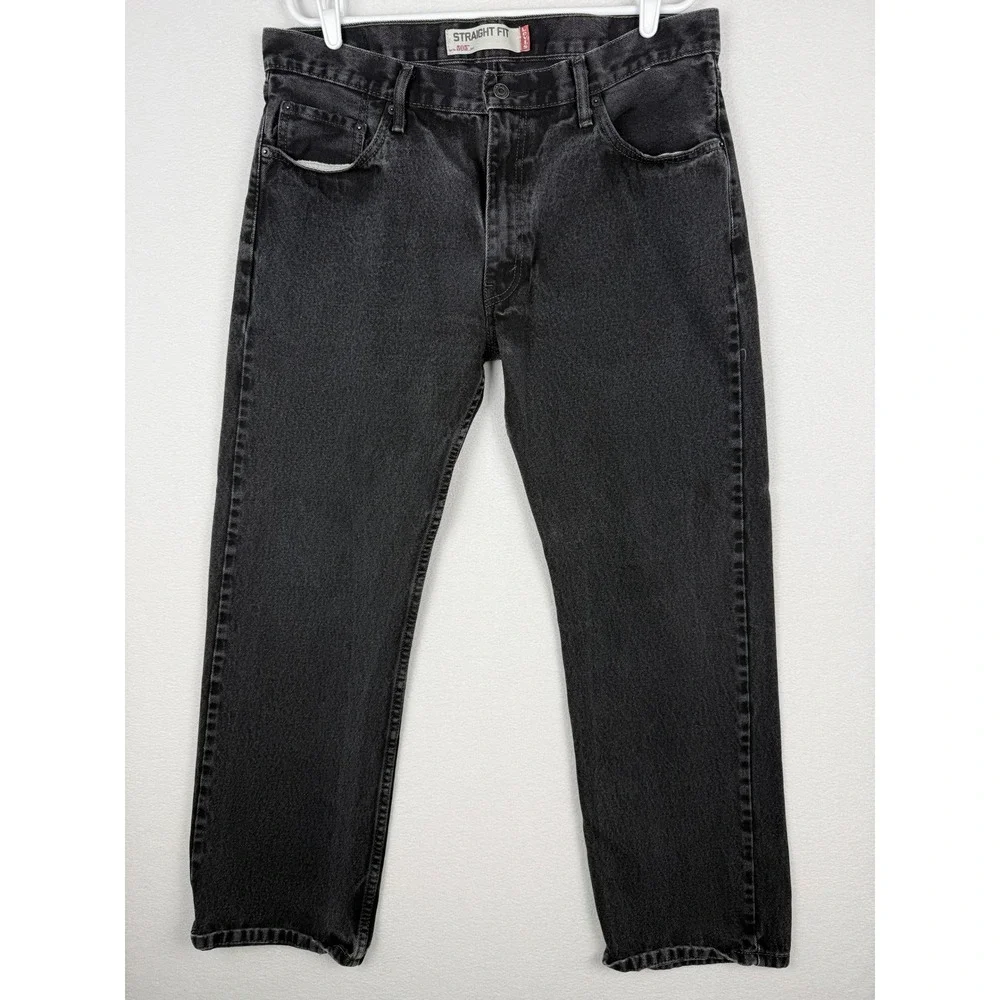 Levi's 505 Jeans Mens 36x30 Washed Out Black Straight Fit Denim